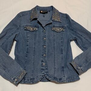 Christine Alexander Blue Denim Jacket Embellished M